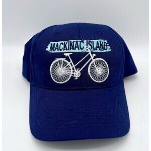 Mackinac Island Hat Bicycle Bike Blue Michigan Adjustable